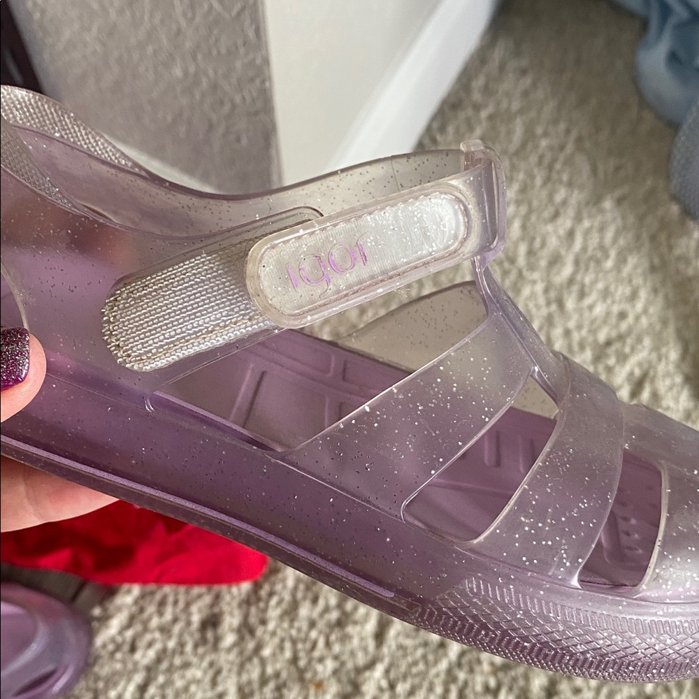 Purple Glitter Jelly Sandals